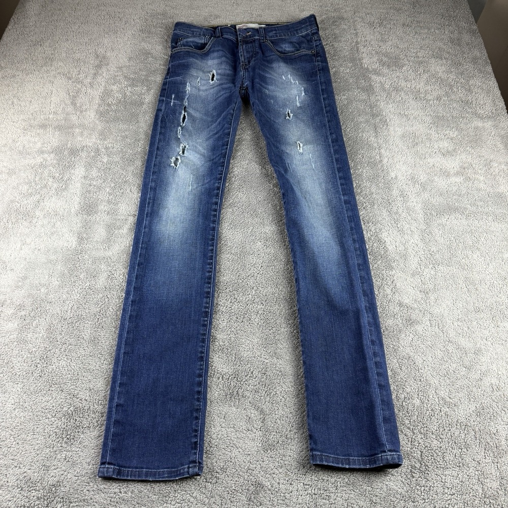 Levis 510 Skinny Jeans Youth 16 28x32 Blue Dark Wash‎ Distressed